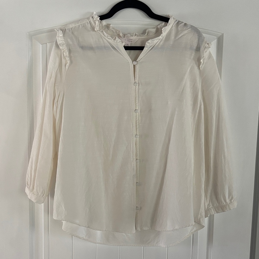 LC Lauren Conrad Elegant Cream Blouse